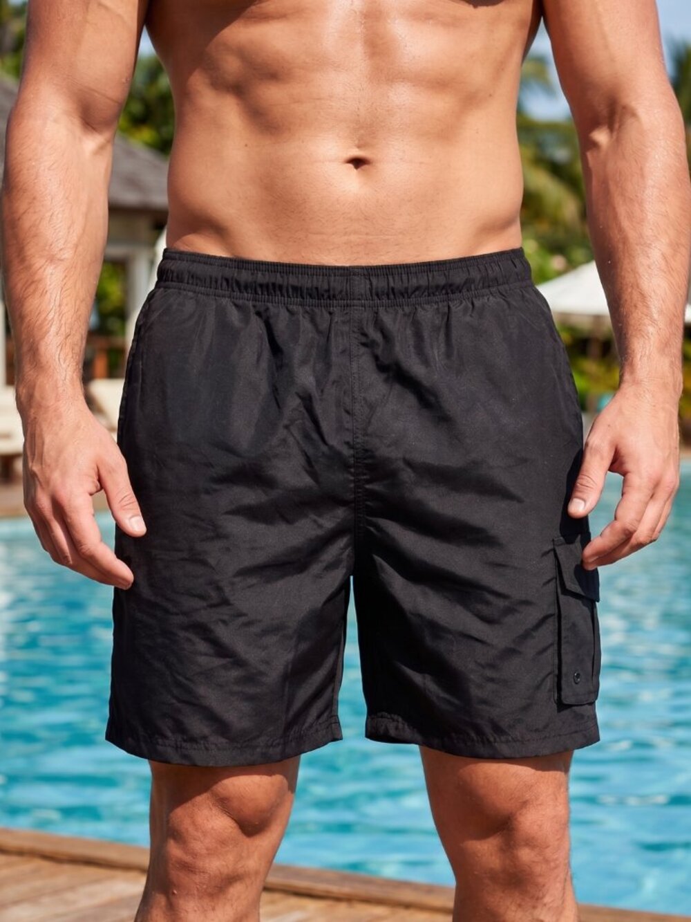 NWT | Kanu Surf Black Barracuda Cargo Pocket Mesh Lined Swim Shorts | XXL